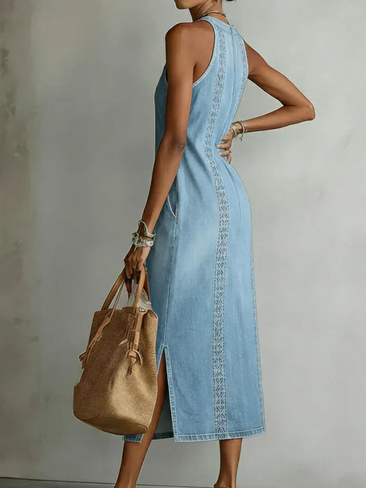 Julia | Denim Dress with Vintage Lace Details