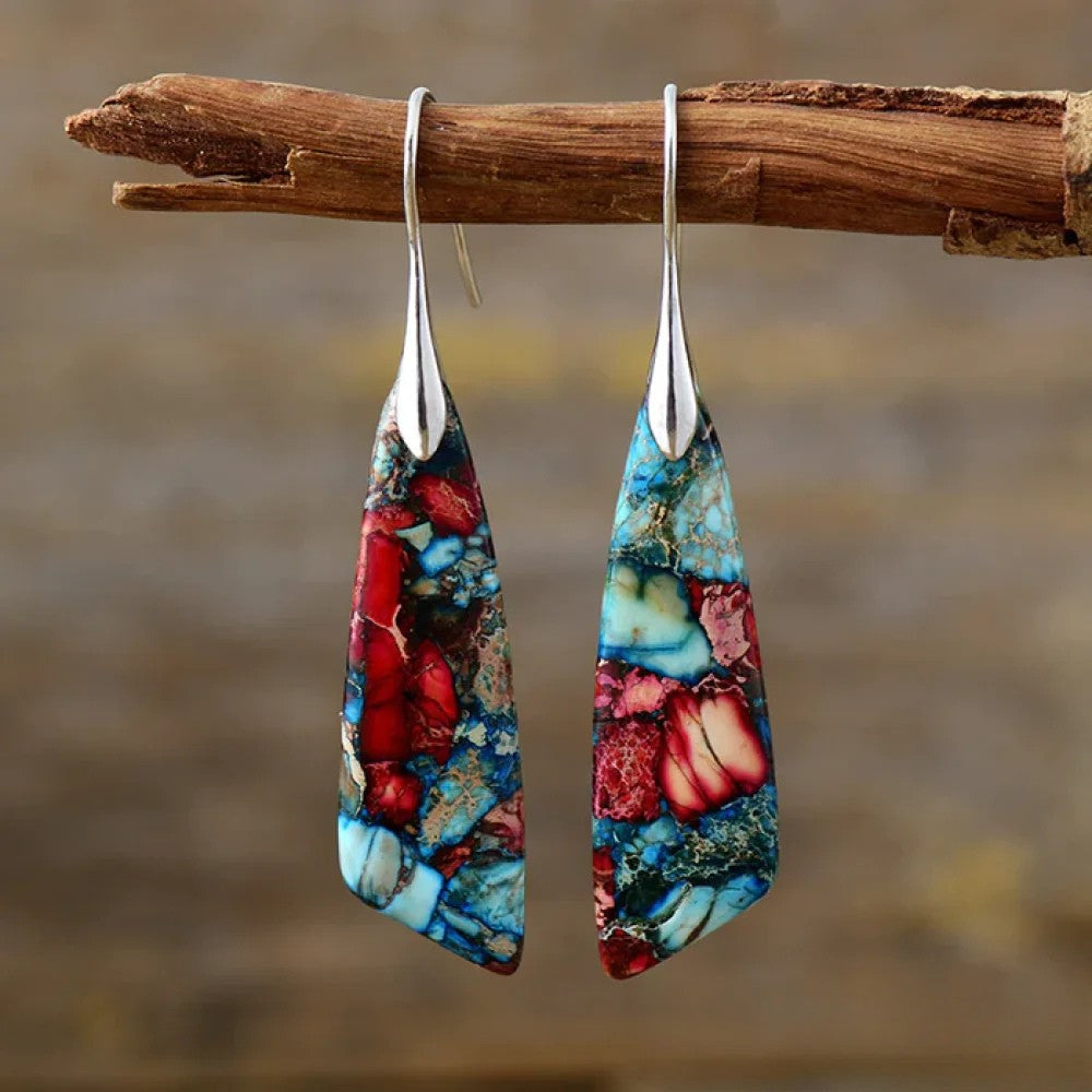 Retro Colourful Stone Earrings