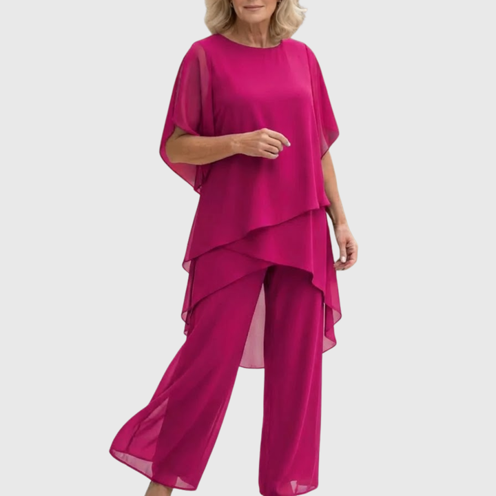Linda | Outfit with Draped Palazzo Trousers