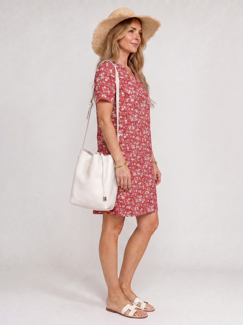 Somene | Short Sleeve Geometric Print Knee-Length Dress