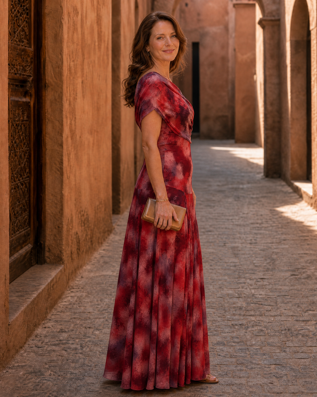 Zarephine | One Shoulder Watercolour Print Flowing Maxi Dress
