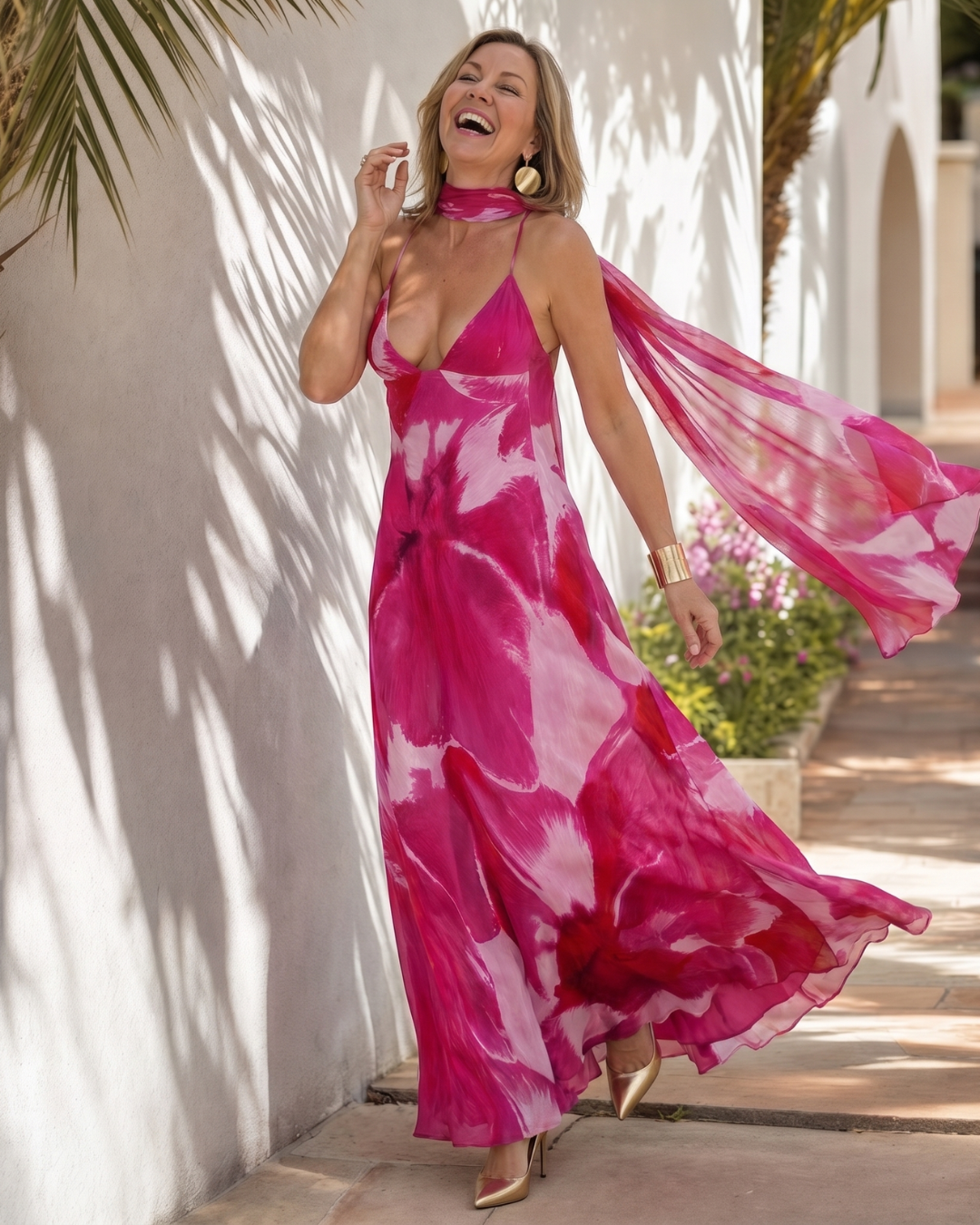Vineya | Watercolour Print Slip Maxi Dress