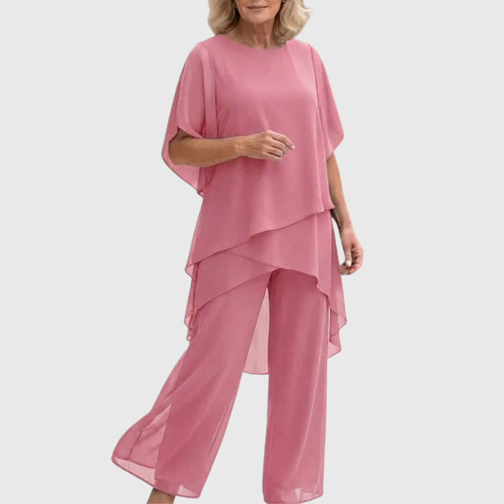 Linda | Outfit with Draped Palazzo Trousers