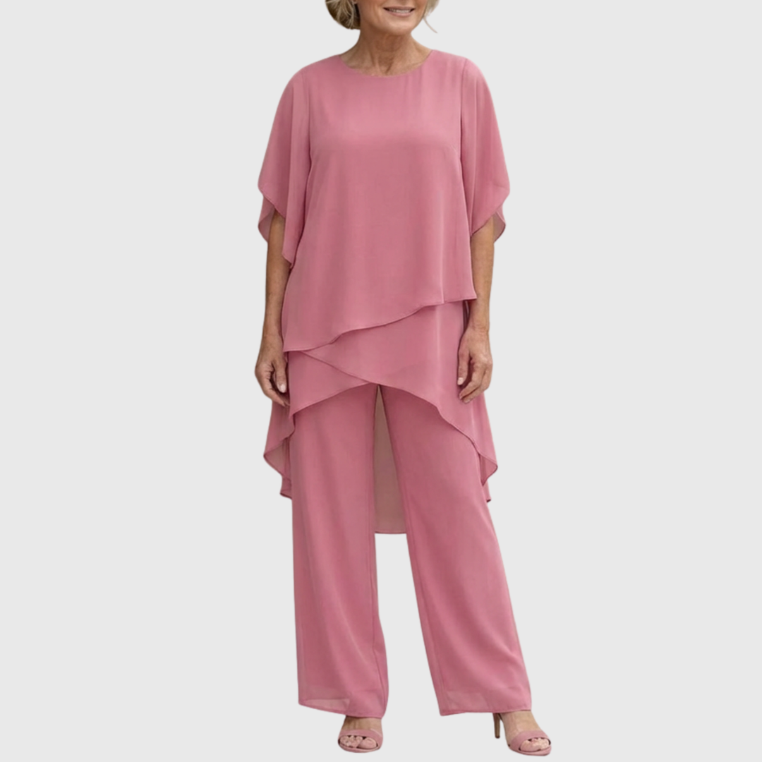 Linda | Outfit with Draped Palazzo Trousers