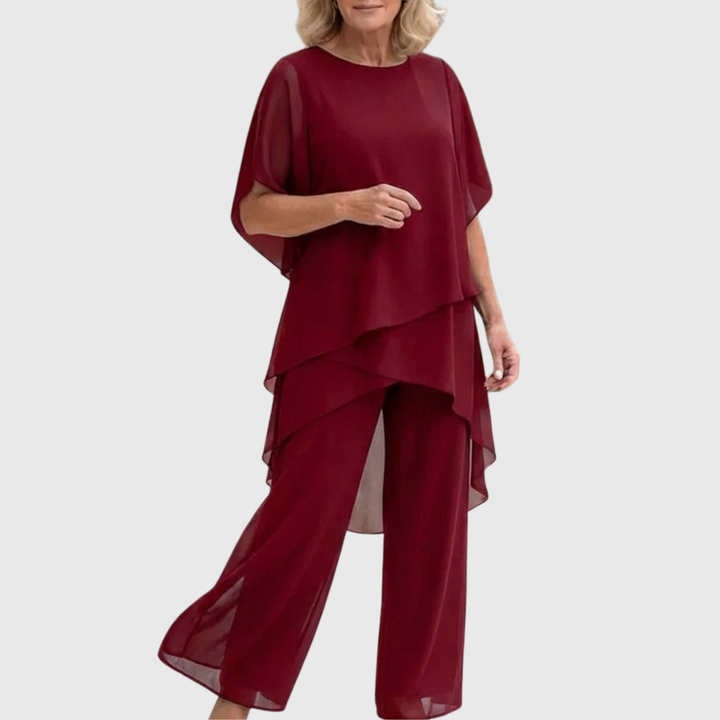 Linda | Outfit with Draped Palazzo Trousers