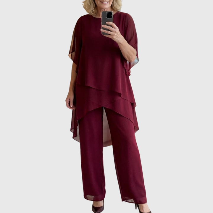 Linda | Outfit with Draped Palazzo Trousers