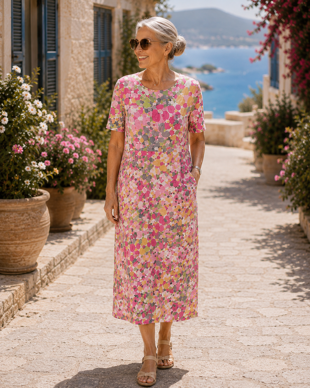 Elena | Loose and Lightweight Floral Midi Dress