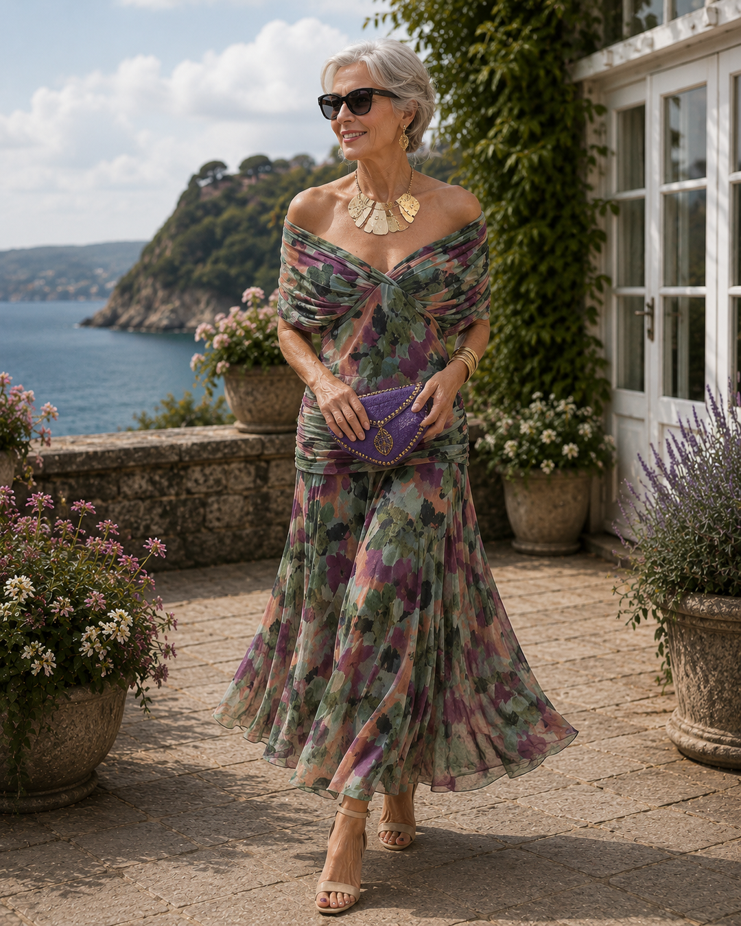 Louise | Elegant Maxi Party Dress with V-Neck