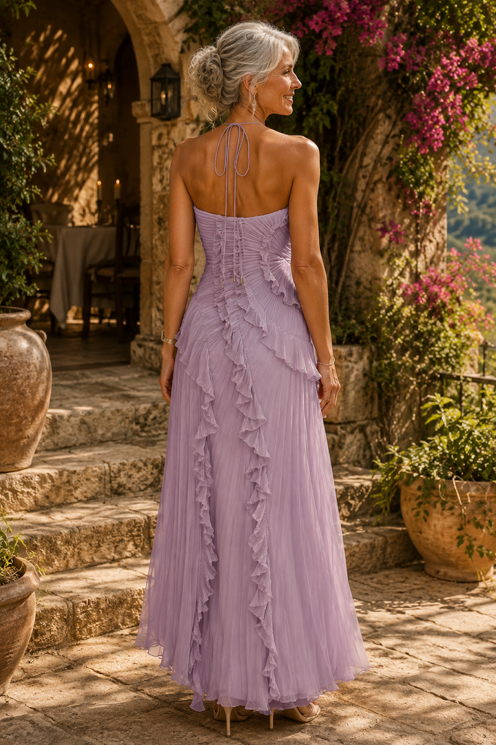 Amelia | Pleated Halter Maxi Dress