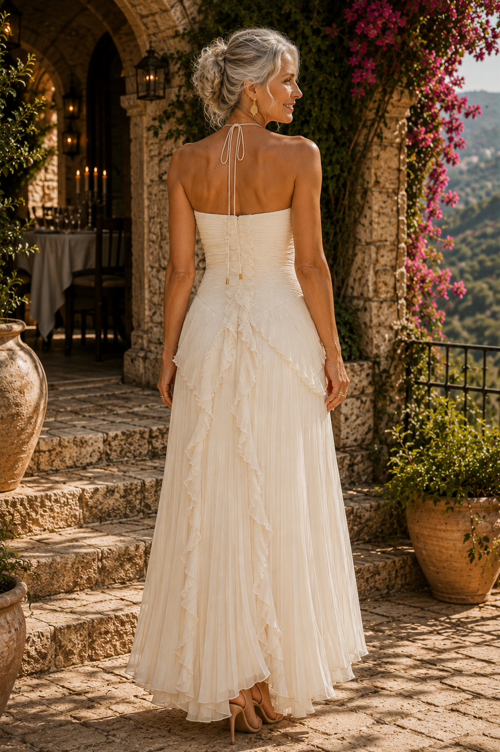 Amelia | Pleated Halter Maxi Dress