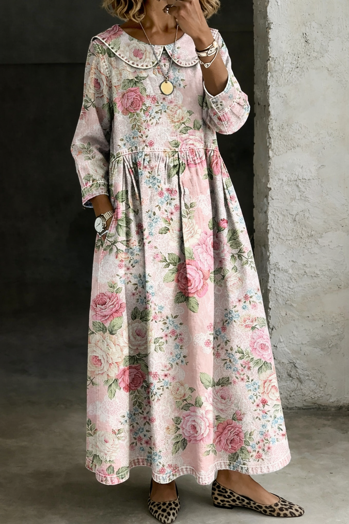 Brooklyn Floral-Embellished Denim Dress