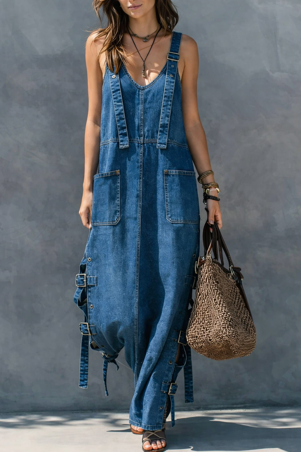 Harper | Stretchy Waist Denim Jumpsuit