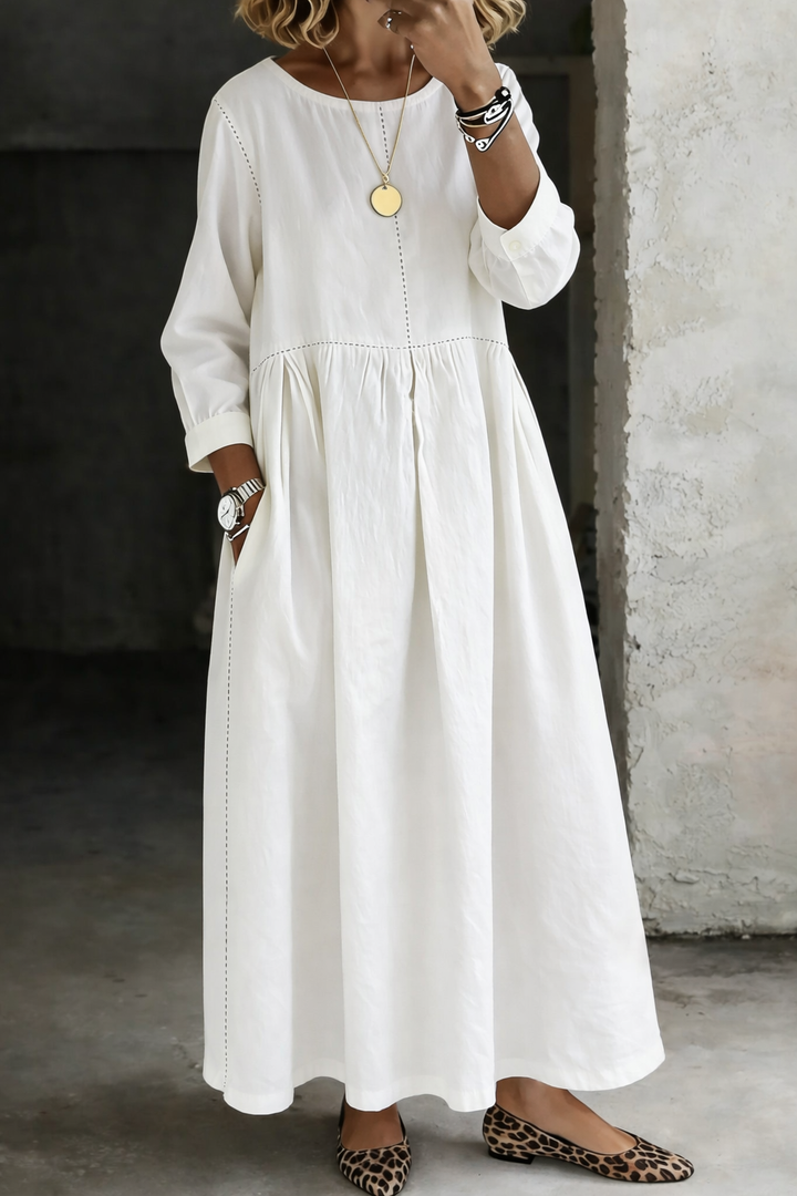 Melissa | Long Sleeve Denim Dress with Round Neck