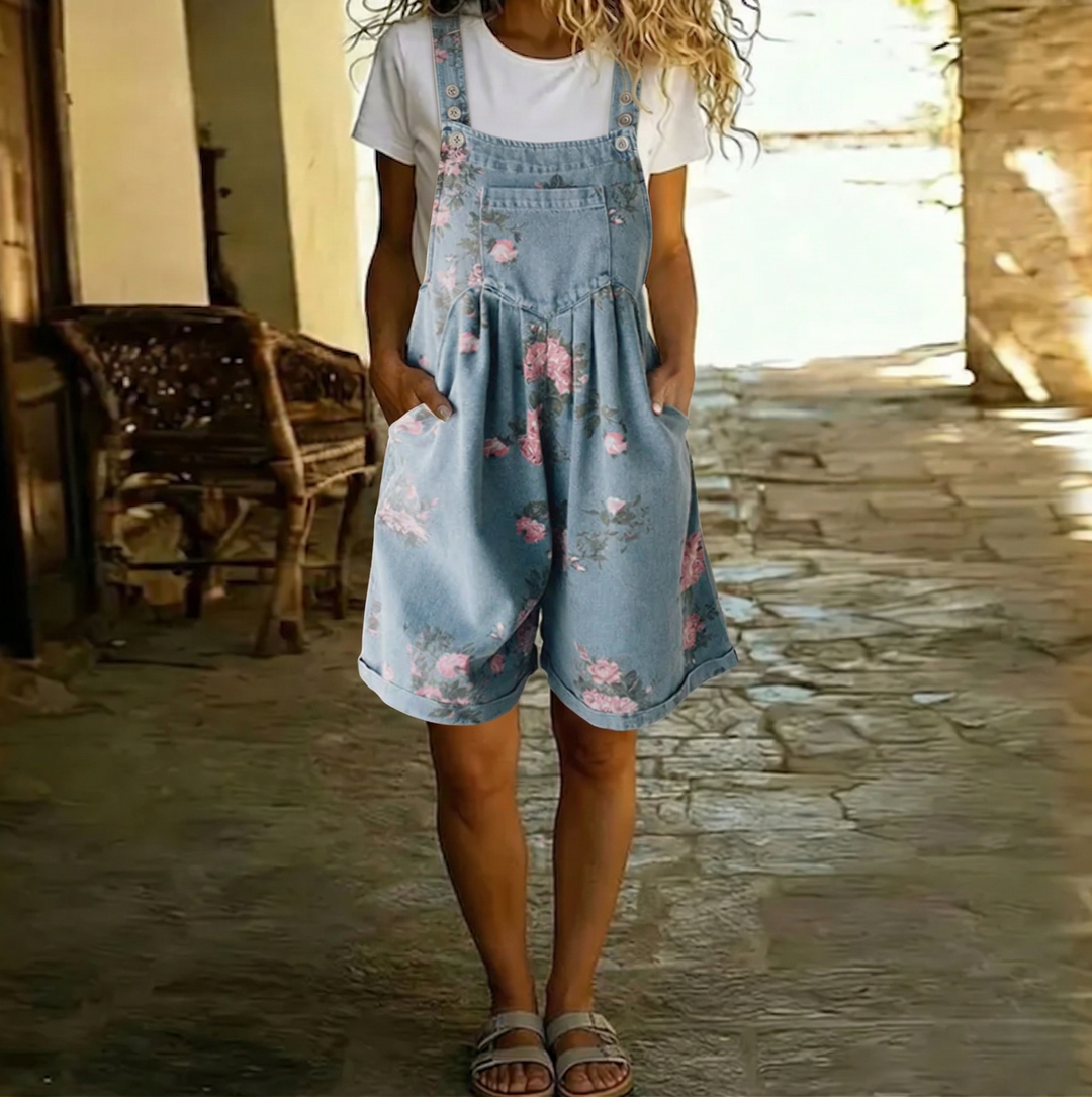 Judy | Vintage Floral Denim Dungarees