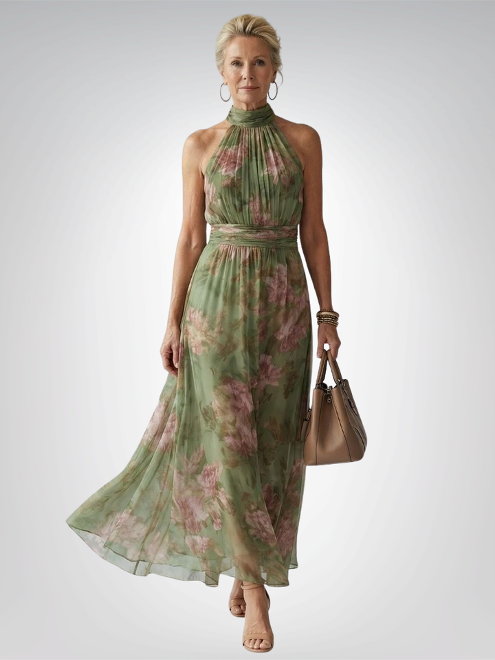 Mirelle | Gathered Halter Midi Dress