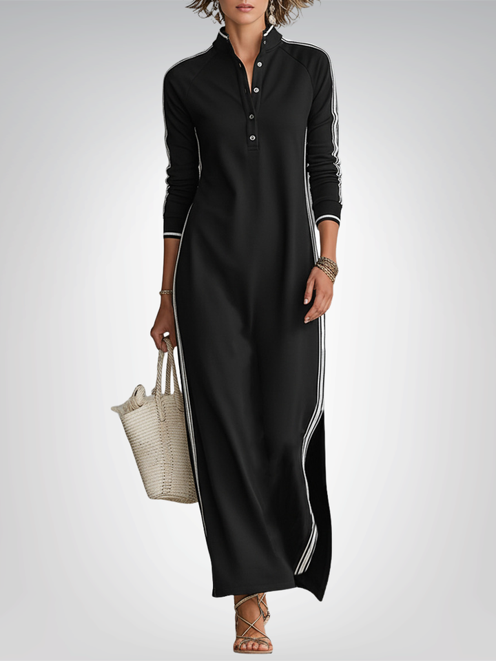 Sweat Maxi Dress with Button Collar