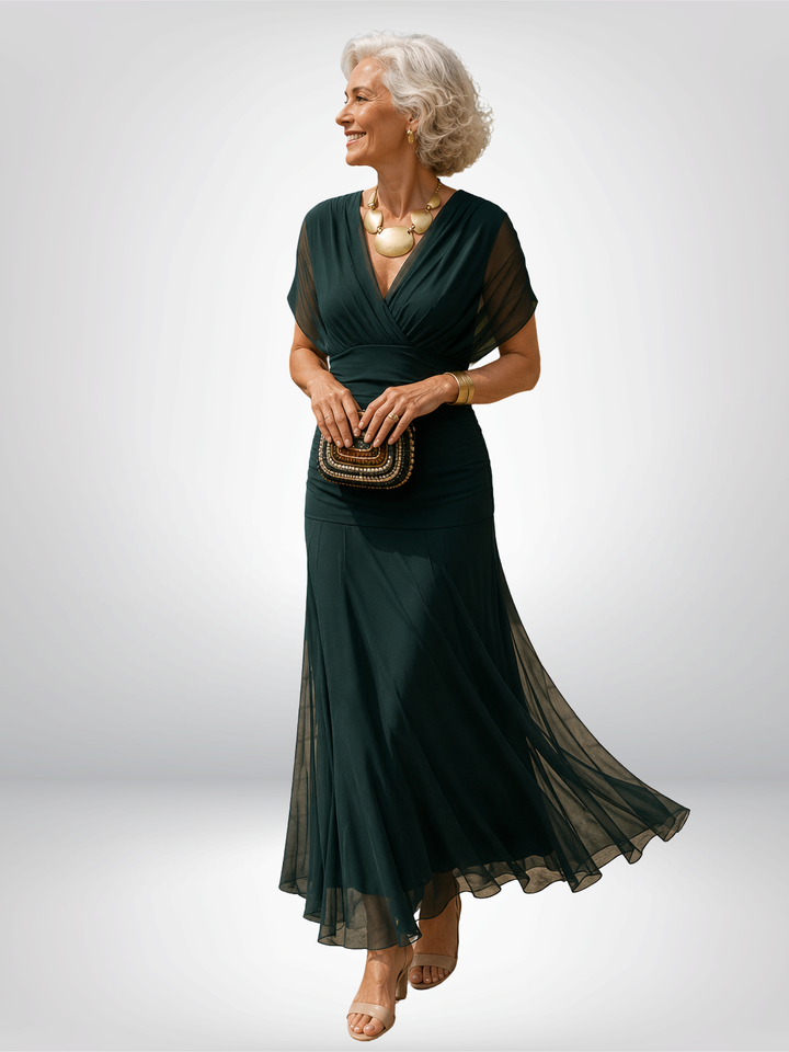 Louise | Elegant Maxi Party Dress with V-Neck