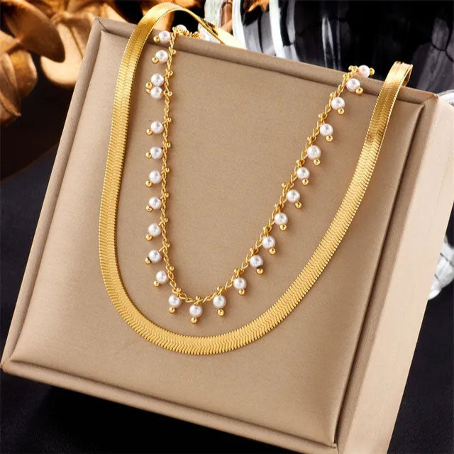 Marizanne | Luxe Snake Choker & Pearl Jewellery Set 18K Gold