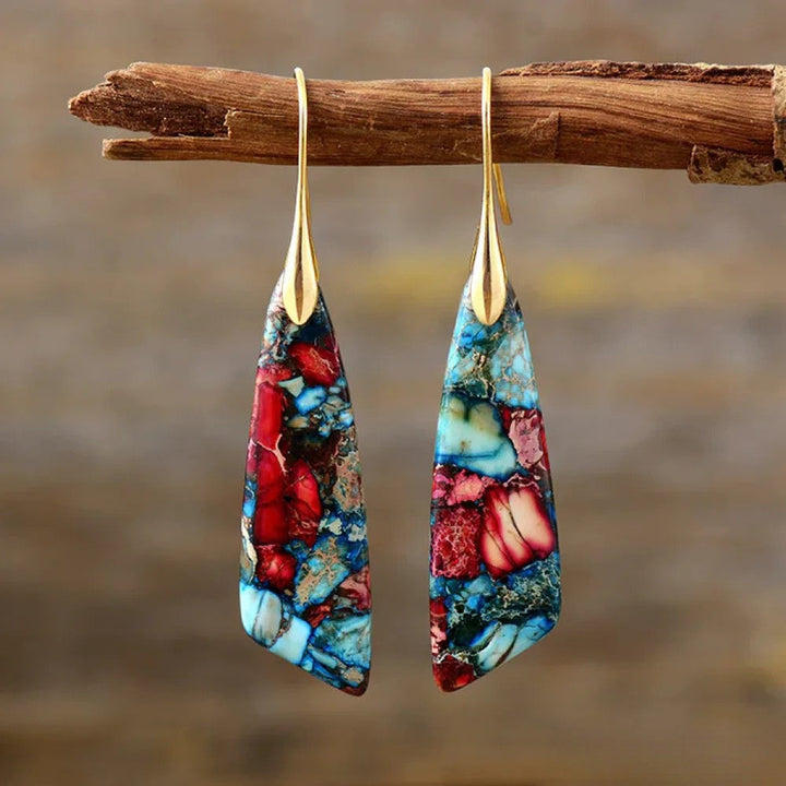 Retro Colourful Stone Earrings