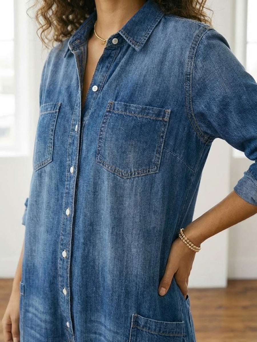 Diana | Vintage Washed Cotton Denim Dungarees