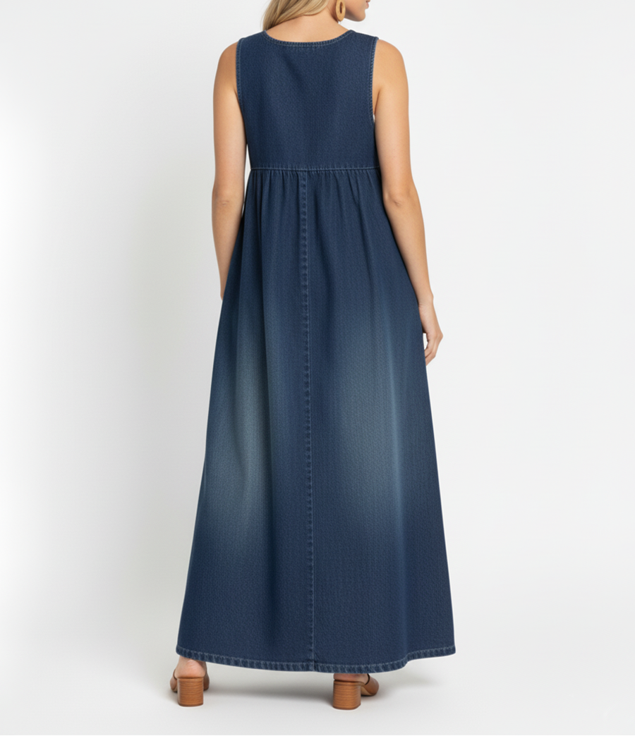 Karen | Vintage Soft Washed Denim Maxi Dress