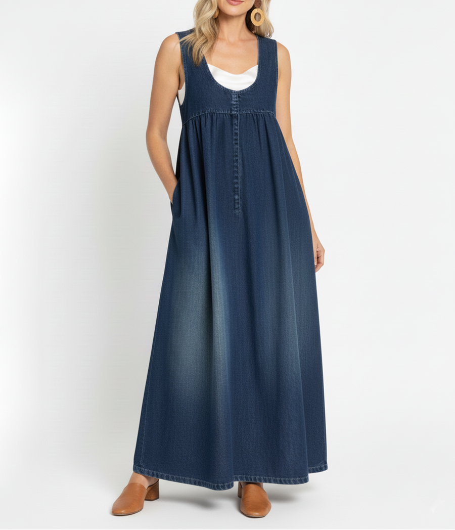 Karen | Vintage Soft Washed Denim Maxi Dress