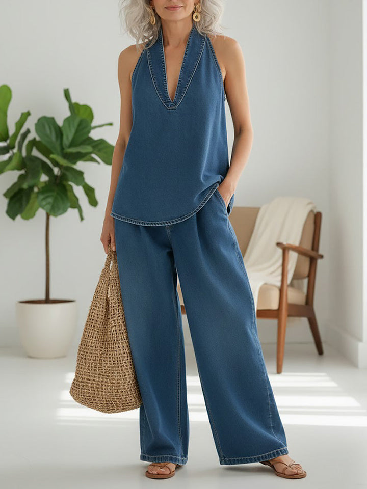 Ivy | Two-Piece Vintage Soft Washed Denim Set