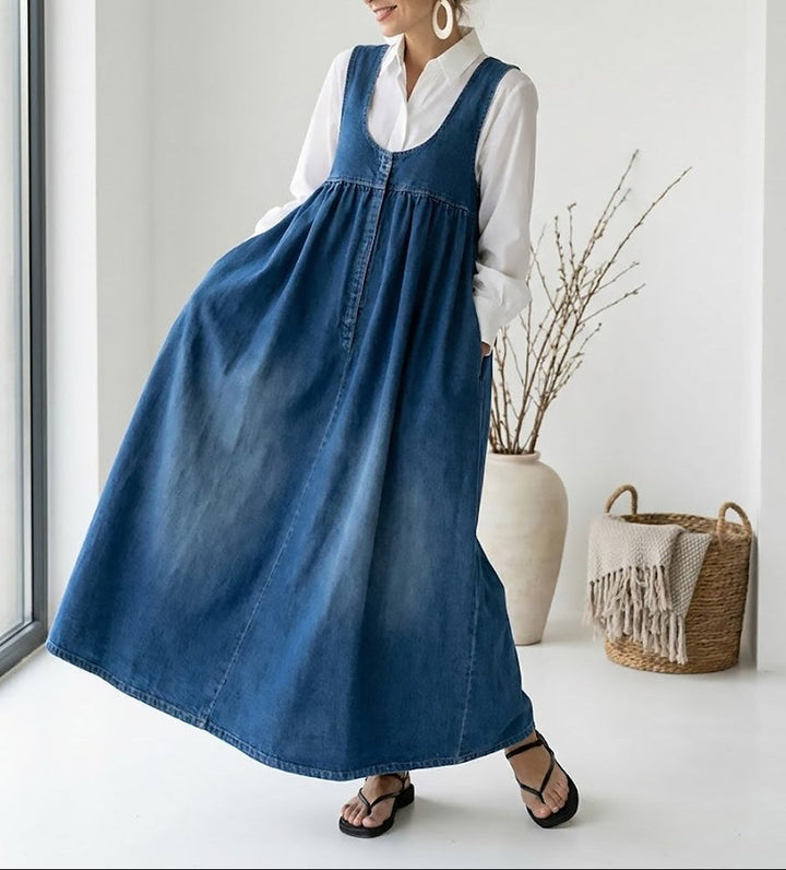 Karen | Vintage Soft Washed Denim Maxi Dress