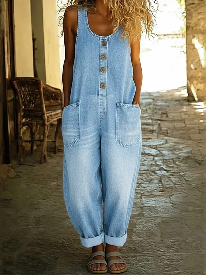 Ruth | Vintage Washed Denim Dungarees
